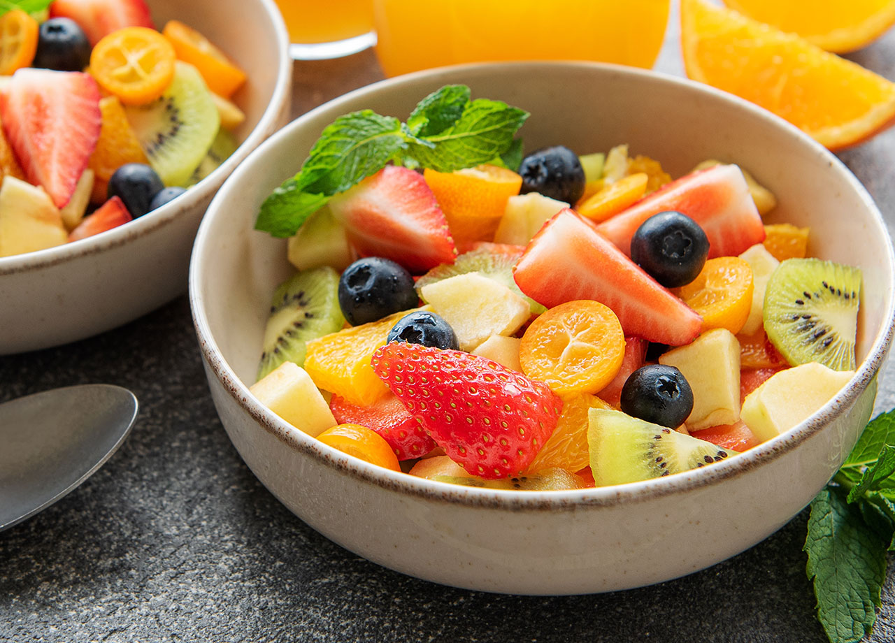 bowls of mixed fruit salad