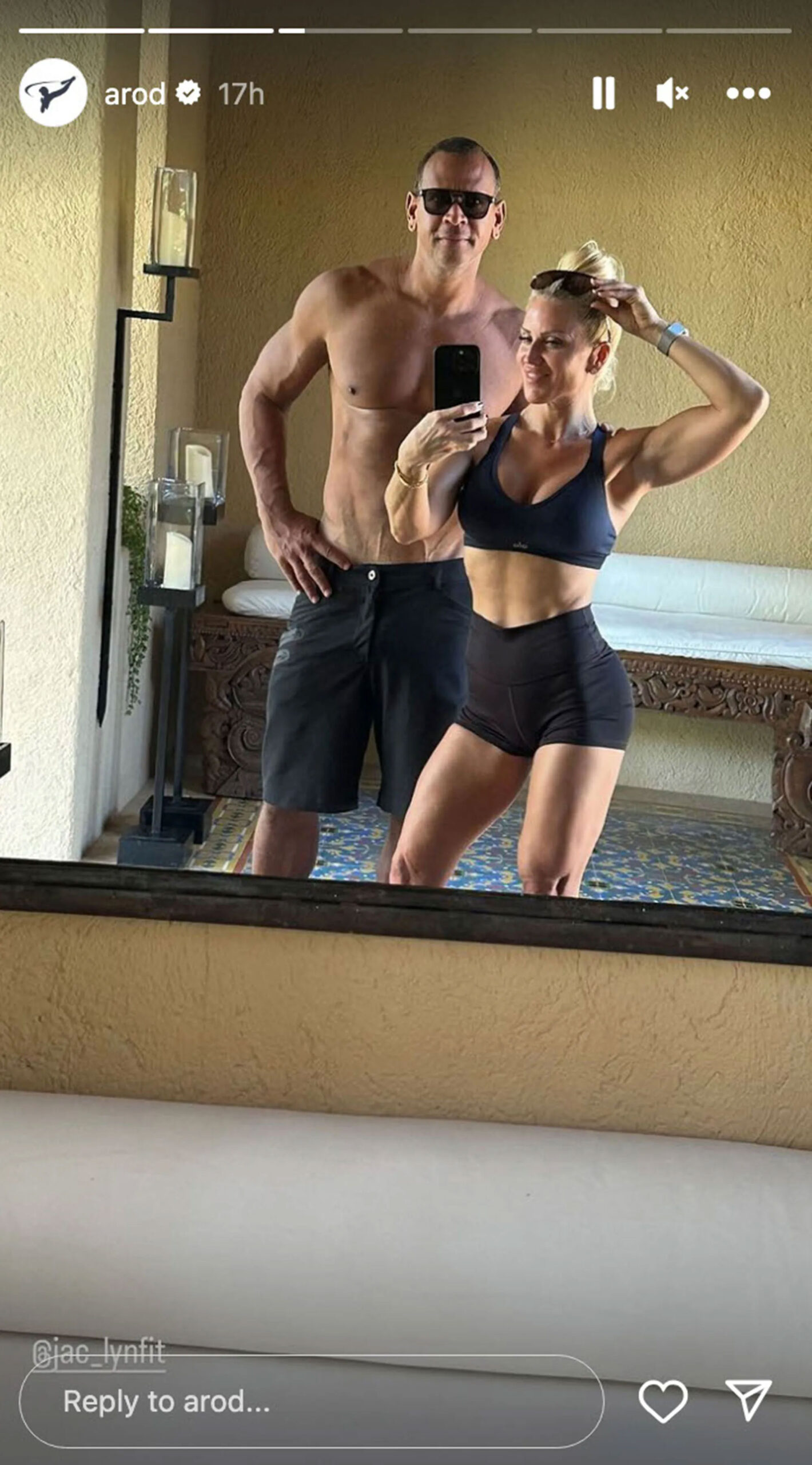 Alex Rodriguez Jaclyn Cordeiro gym selfie