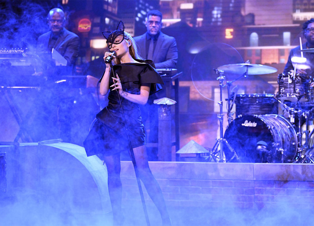 Ariana Grande performing on The Tonight Show