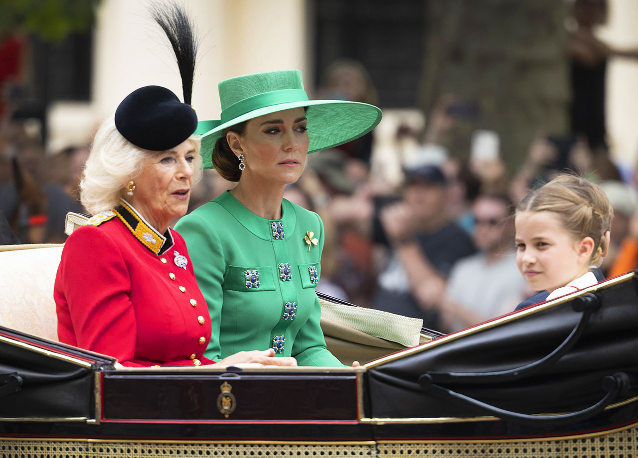 Kate Middleton Camilla Princess Charlotte in a carriage on the Mall during Troopig the Color 2023