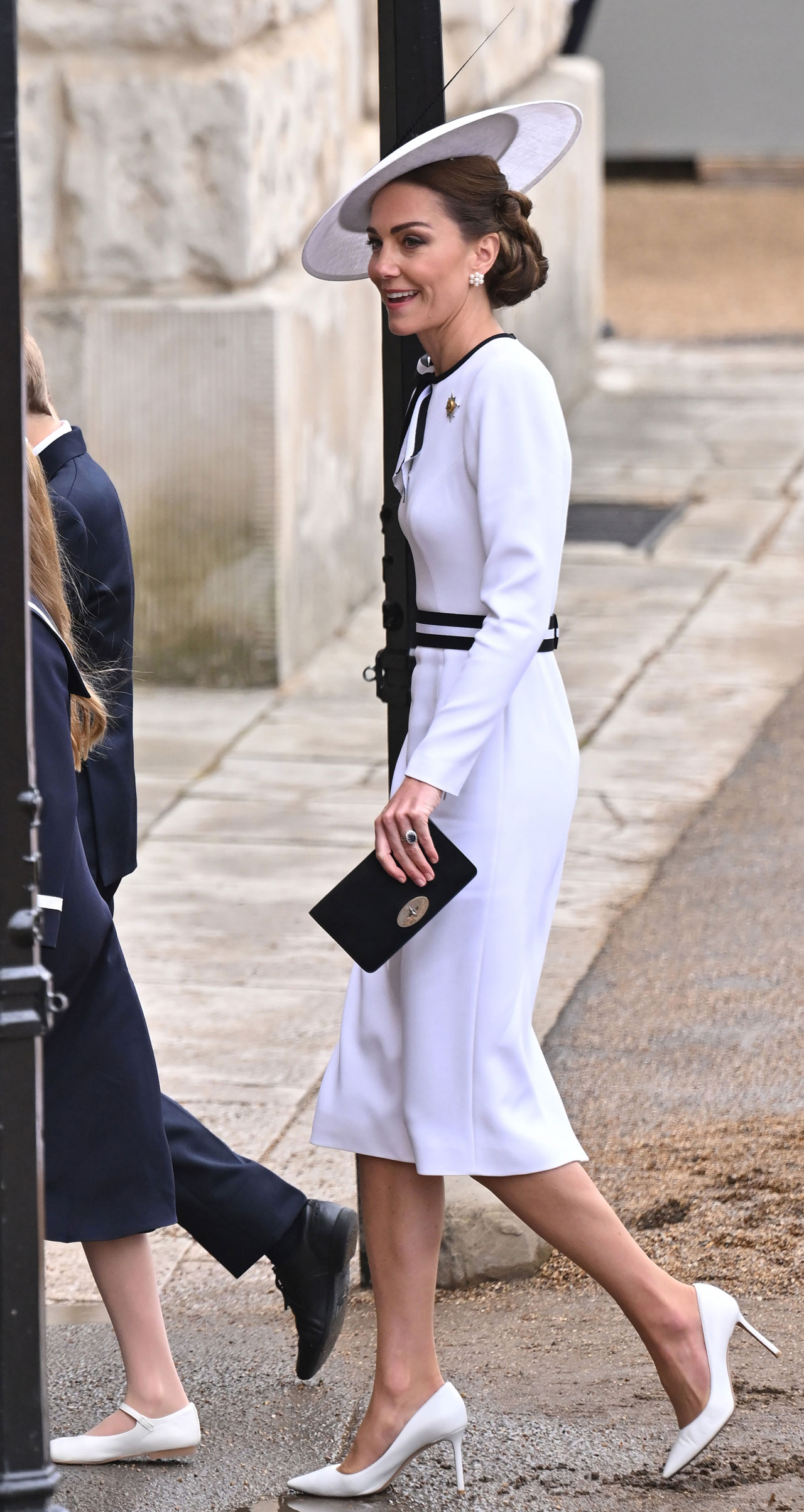 Kate Middleton arriving to Trooping the Color 2024 white Jenny Packham dress