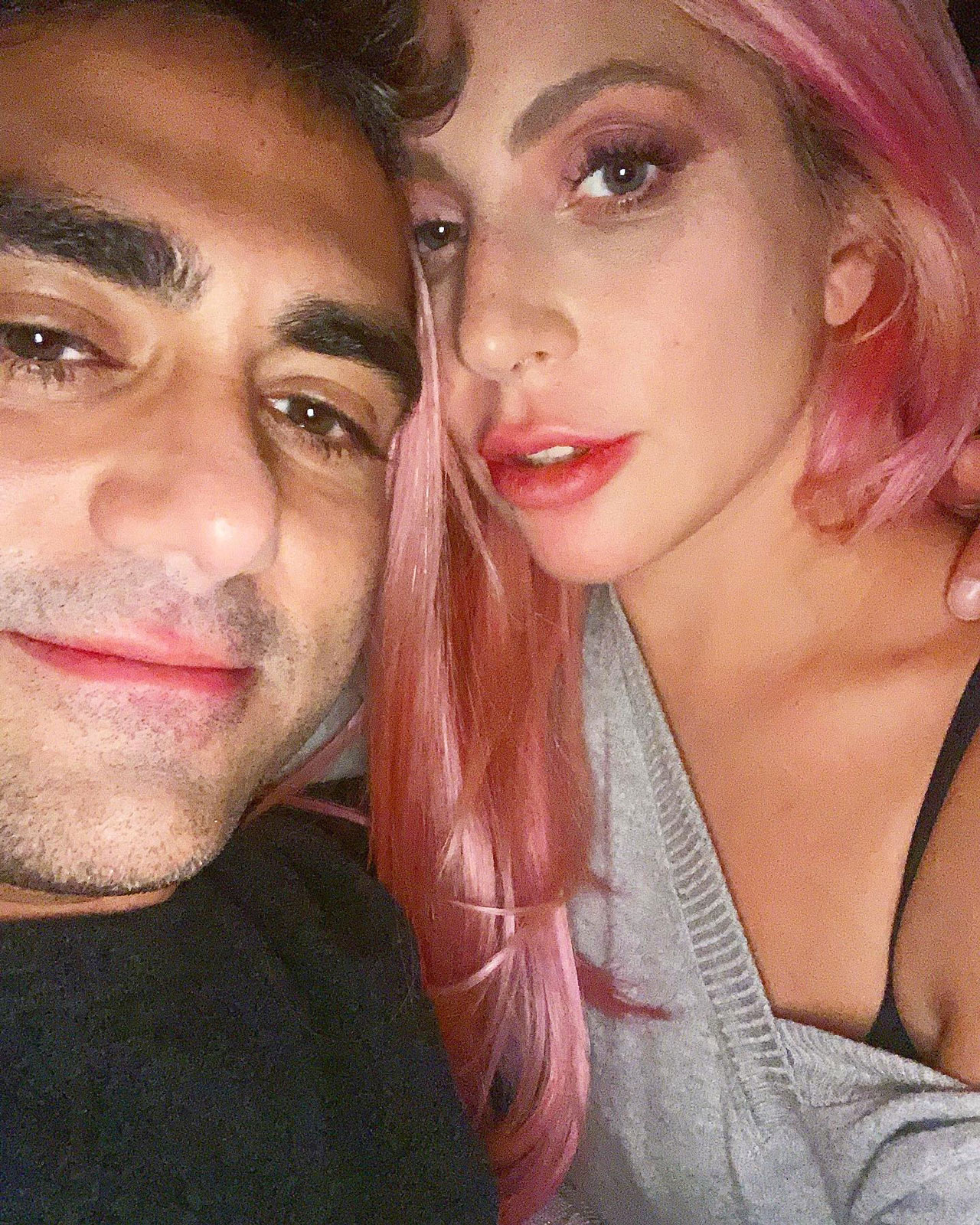 lady gaga with pink hair with boyfriend michael polansky