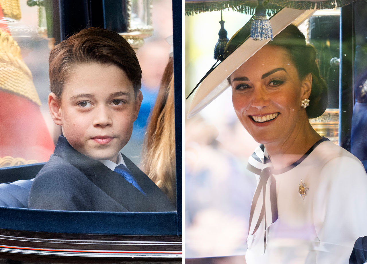 Prince George and Kate Middleton in the carriage at Trooping the Color 2024