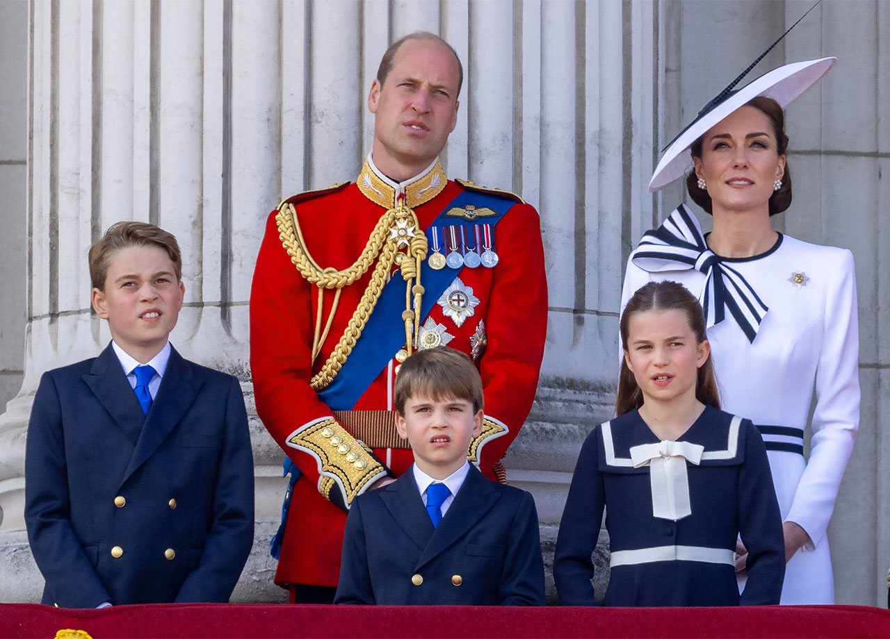 Prince William Kate Middleton and children on Buckingham Palace balcony Trooping the Color 2024