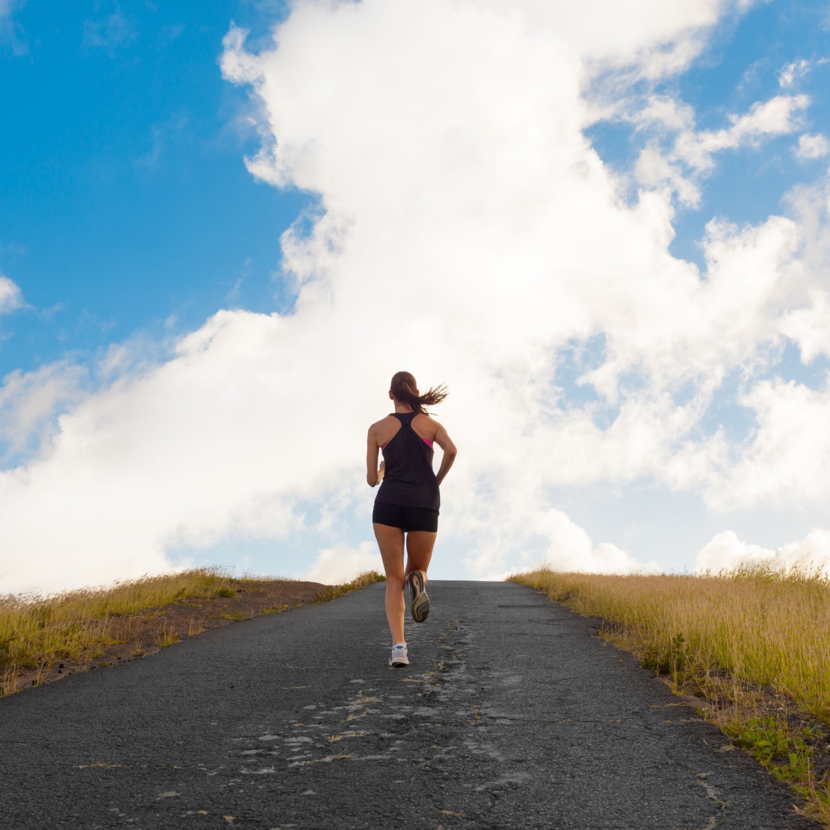 woman running uphill