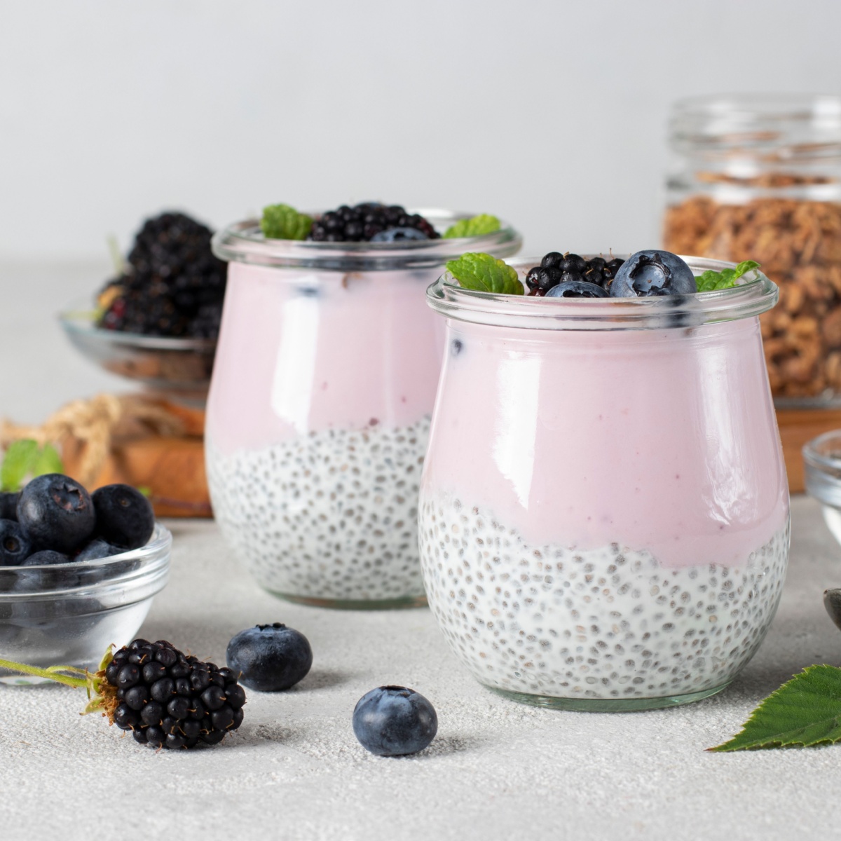 chia seed pudding with berries