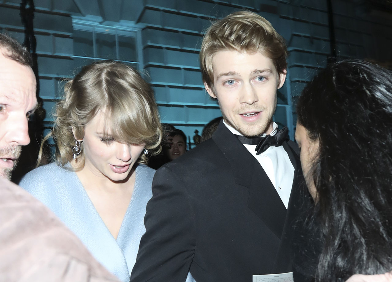 Taylor Swift and Joe Alwyn leaving the BAFTA party at Annabels in London