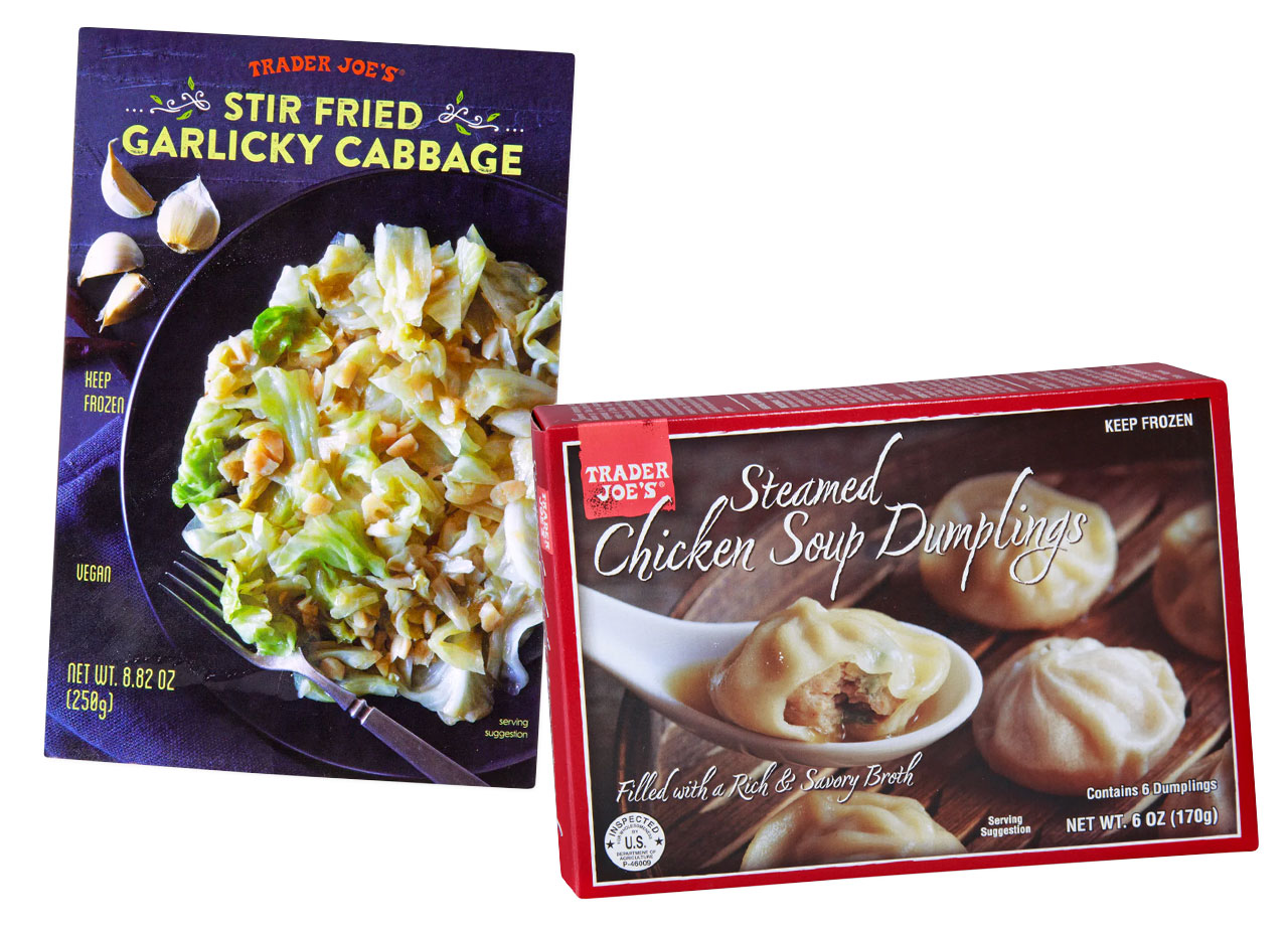 trader joes garlicky cabbage and soup dumplings