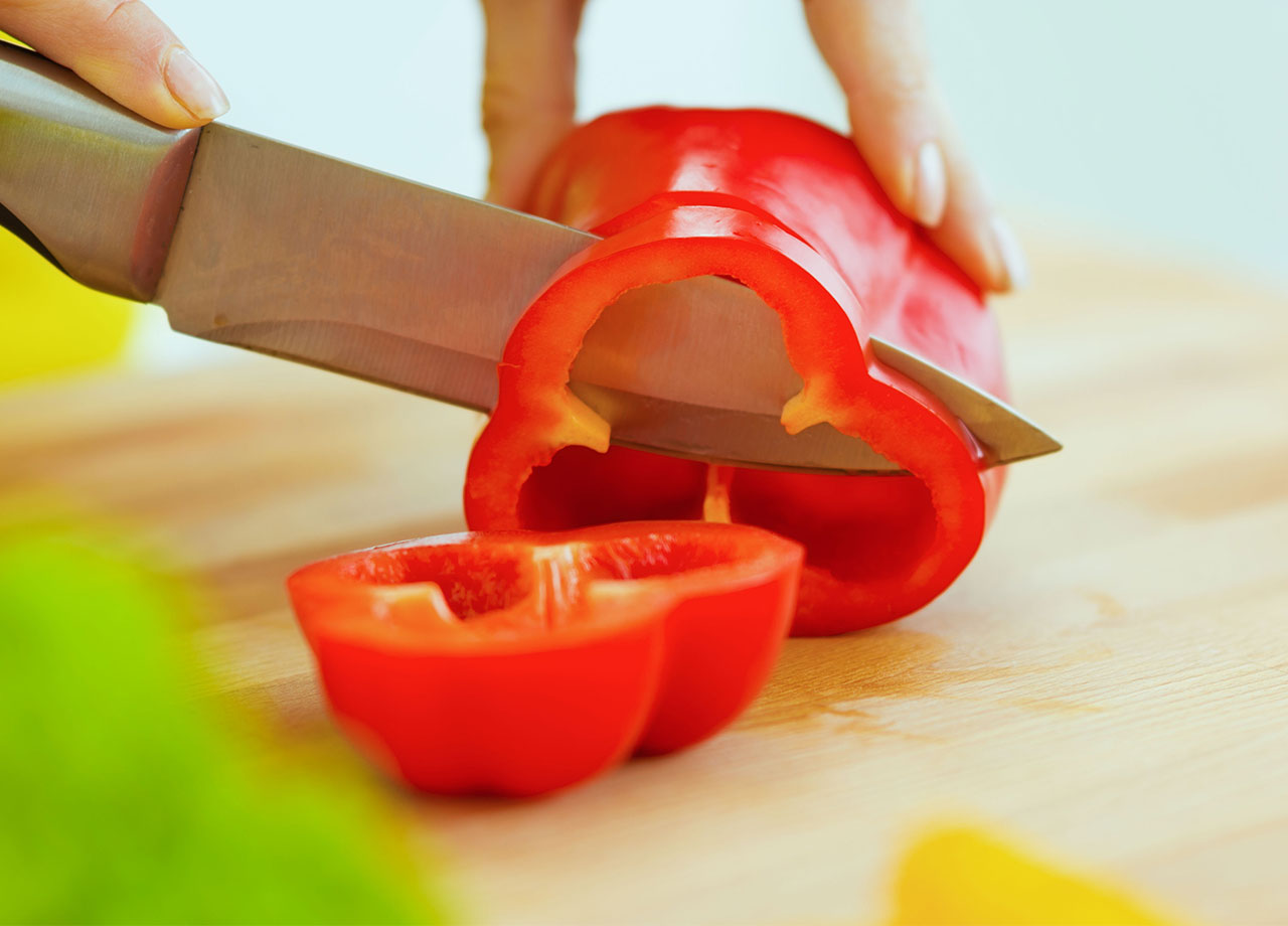 bell peppers on cutting board