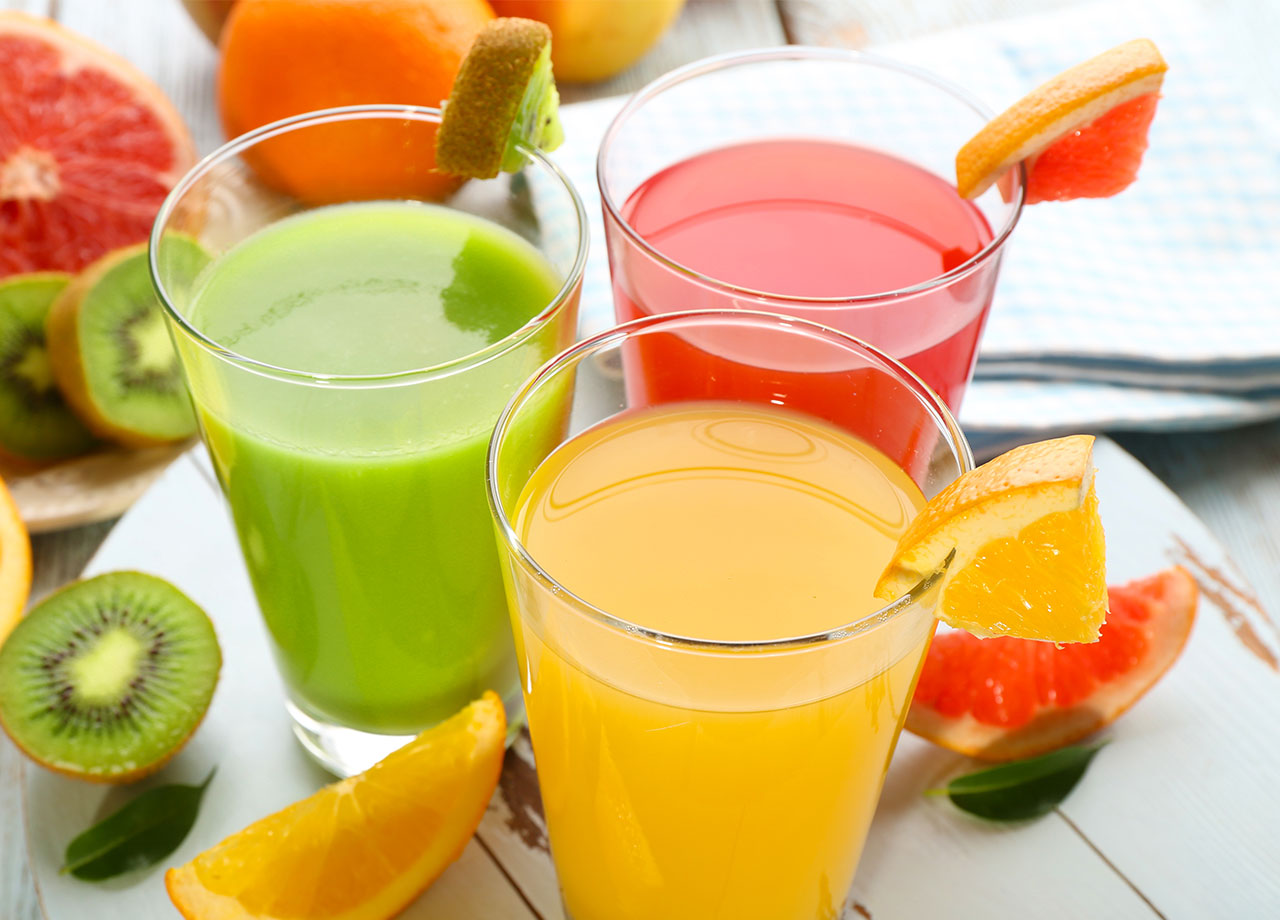 various fruit juices