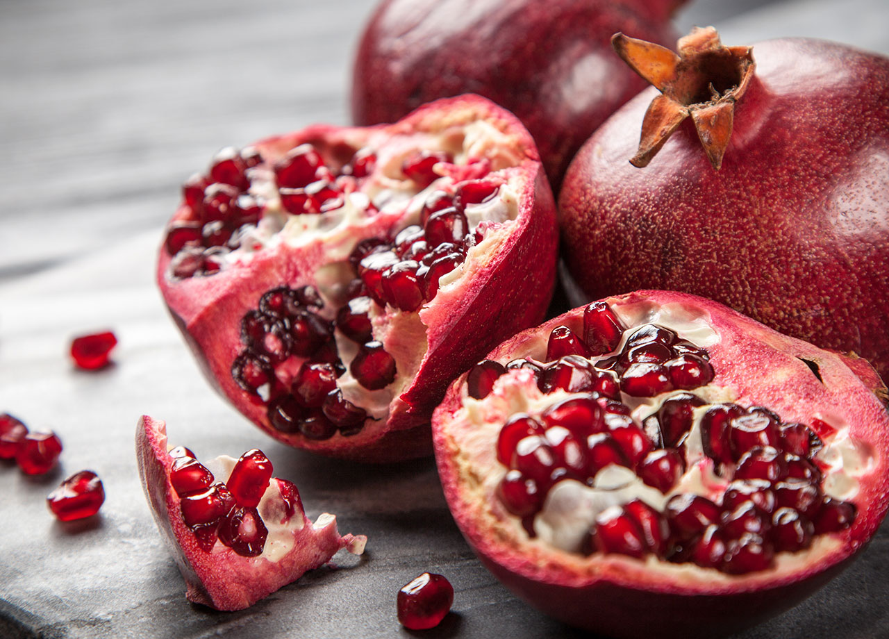 Pomegranate cut open