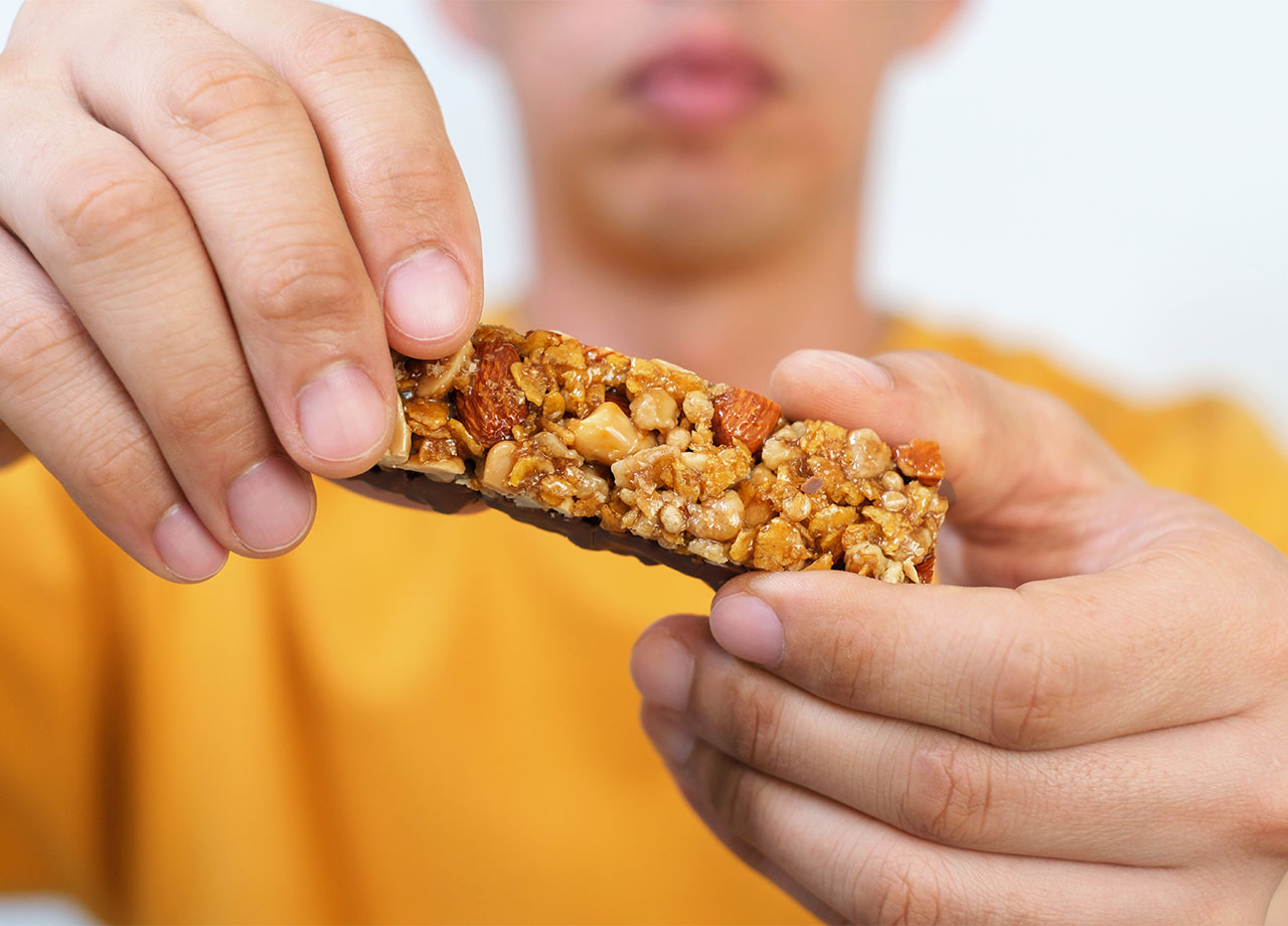 breakfast granola oat bar with chocolate