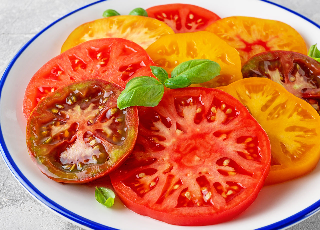 heirloom tomatoes on a plate