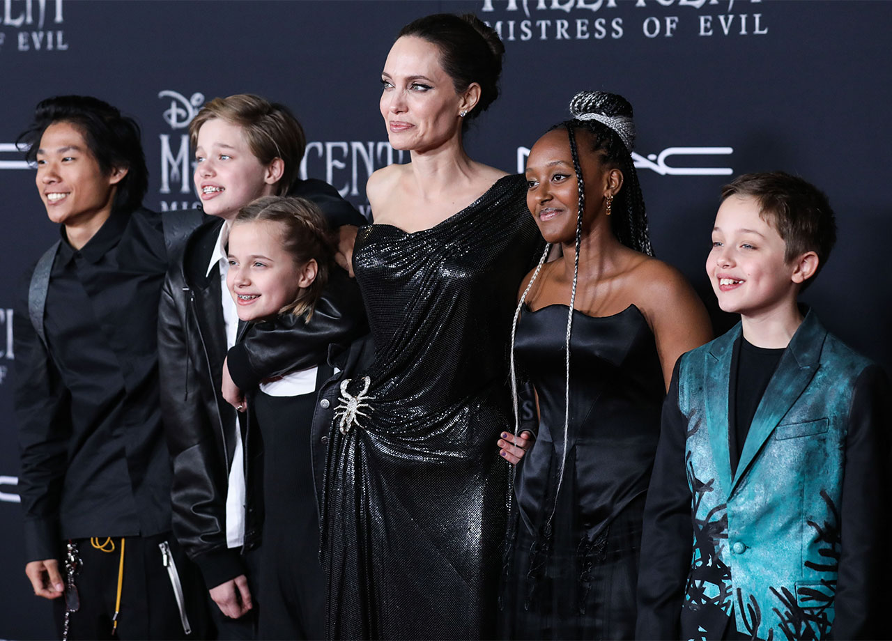 Angelina Jolie and her kids at Maleficent premiere