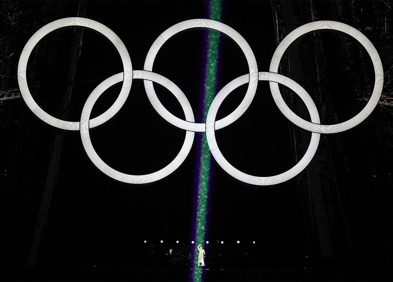 Celine Dion performs during the Opening Ceremony of the Paris 2024 Olympic Games