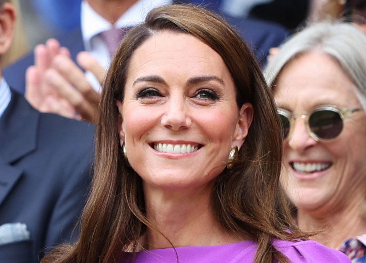 Kate Middleton smiling at Wimbledon Men's Final 2024