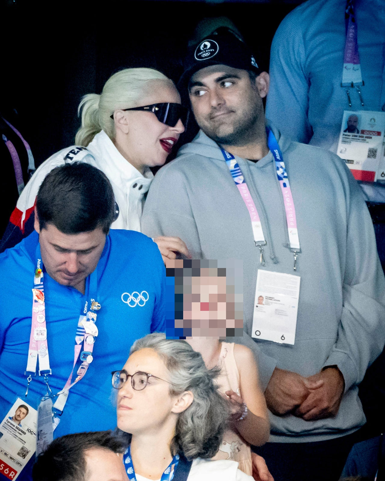 lady gaga attends swimming event with michael polanksy in paris at the olympics