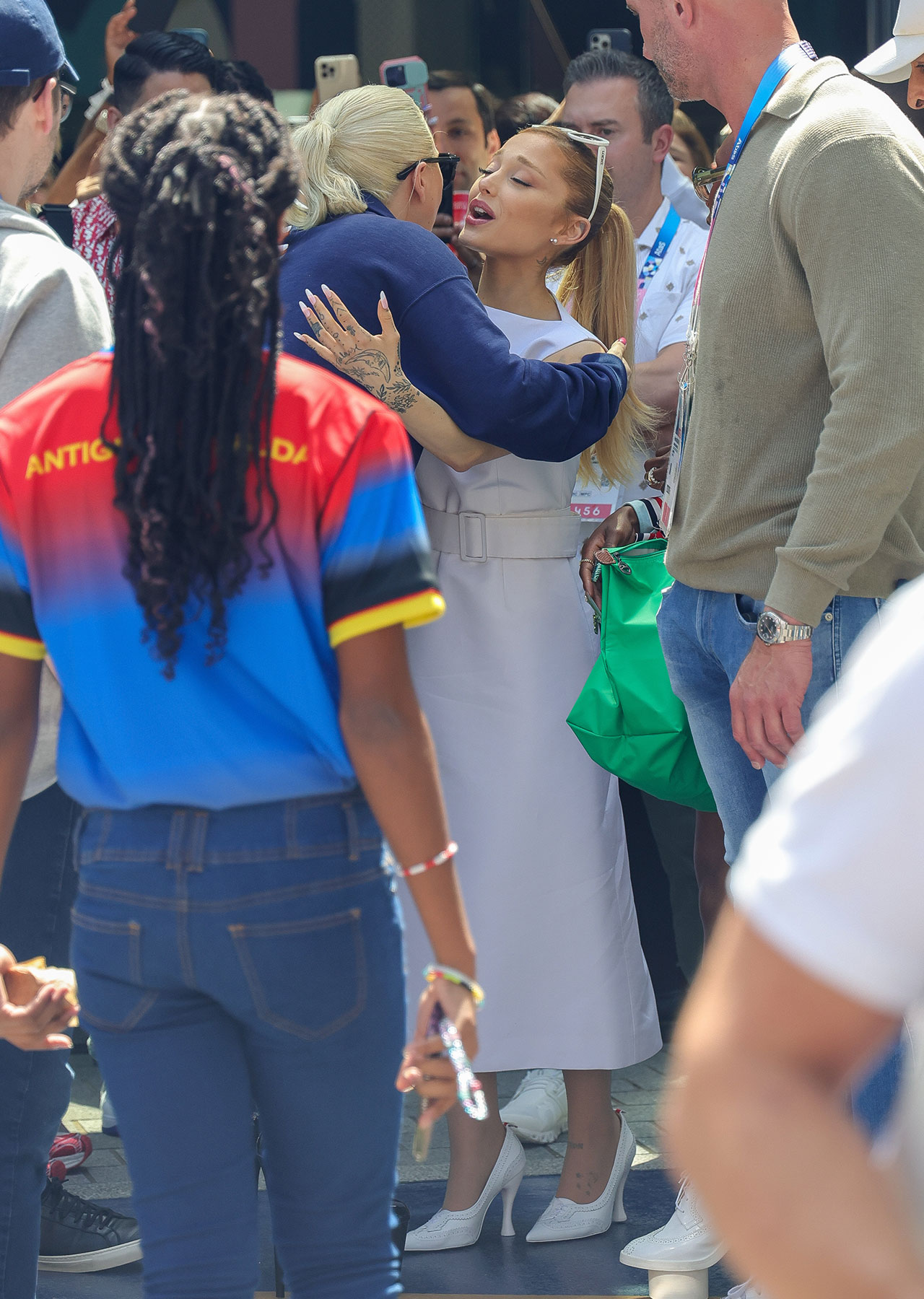 Lady Gaga hugs Ariana Grande Paris Olympics