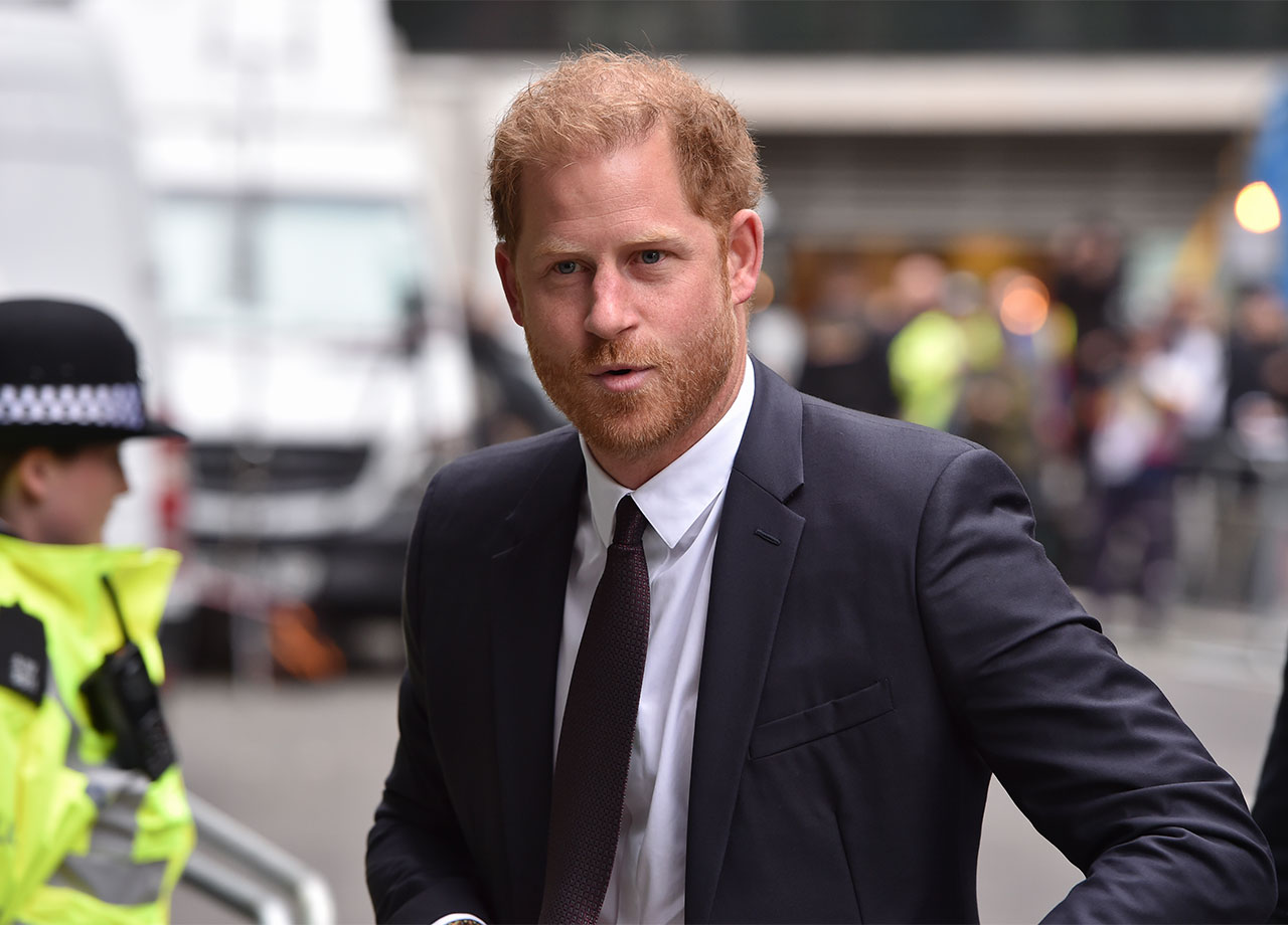 Prince Harry arriving at Rolls Building High Court