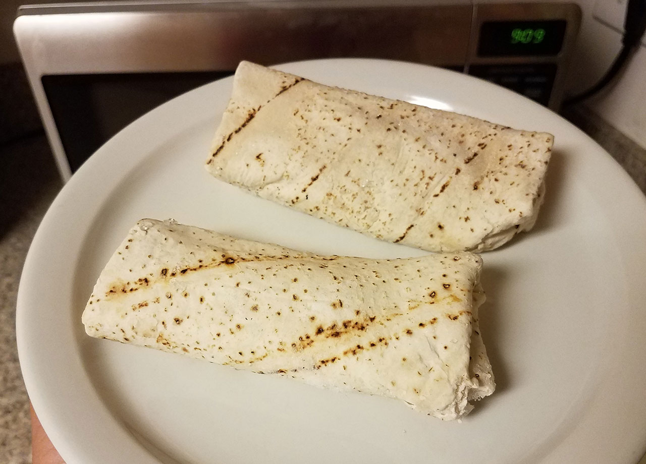 frozen burritos going into microwave