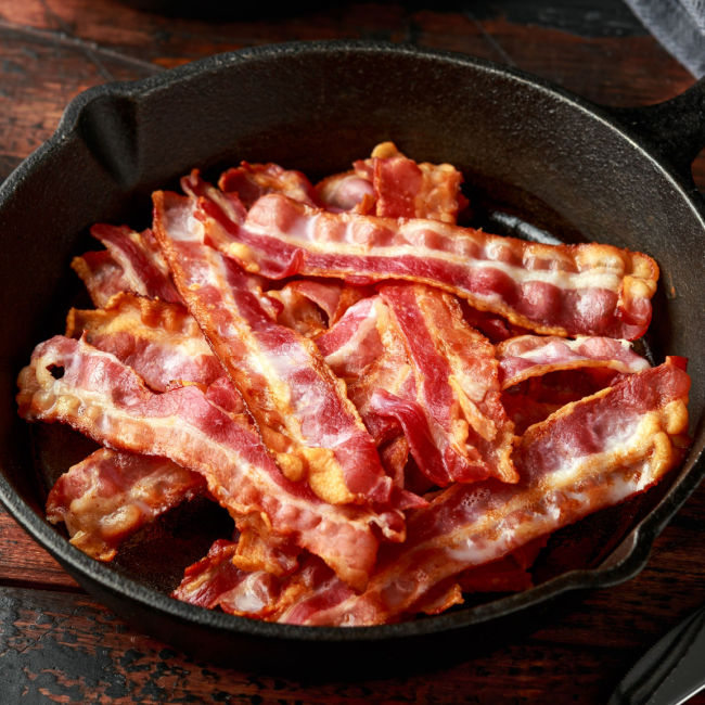 skillet full of bacon