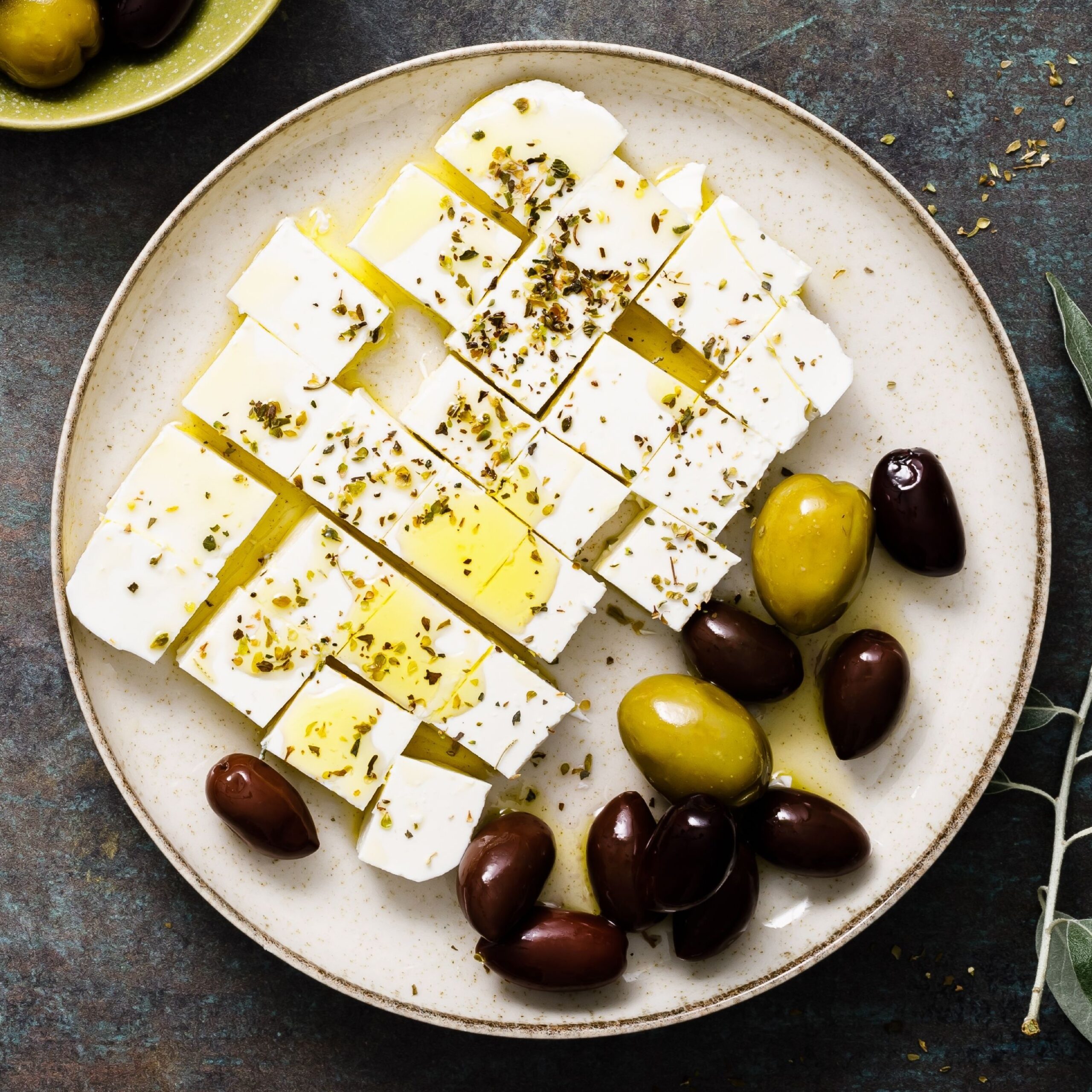 feta cheese with olives