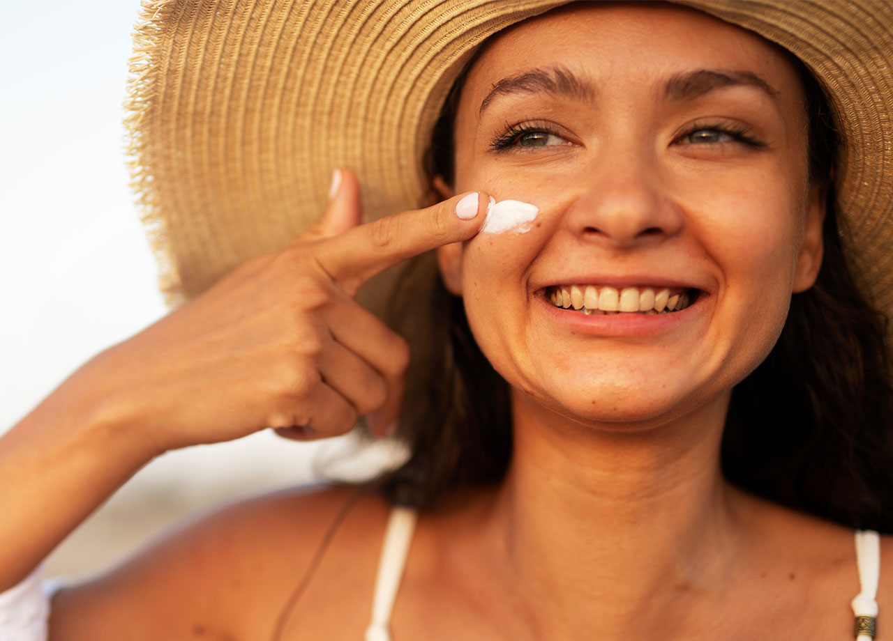 woman-applying-sunscreen