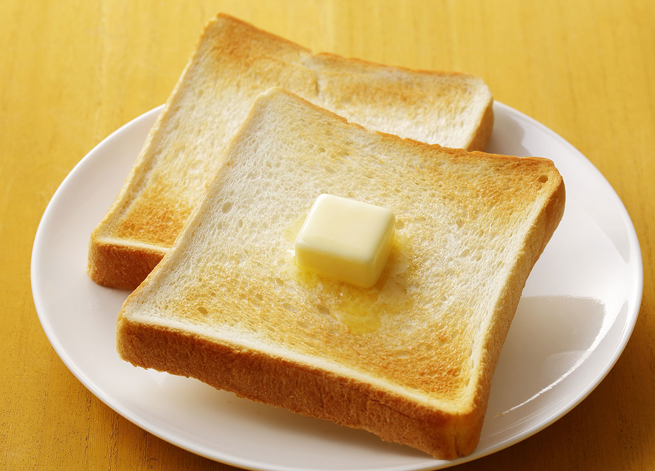 white bread toast with butter