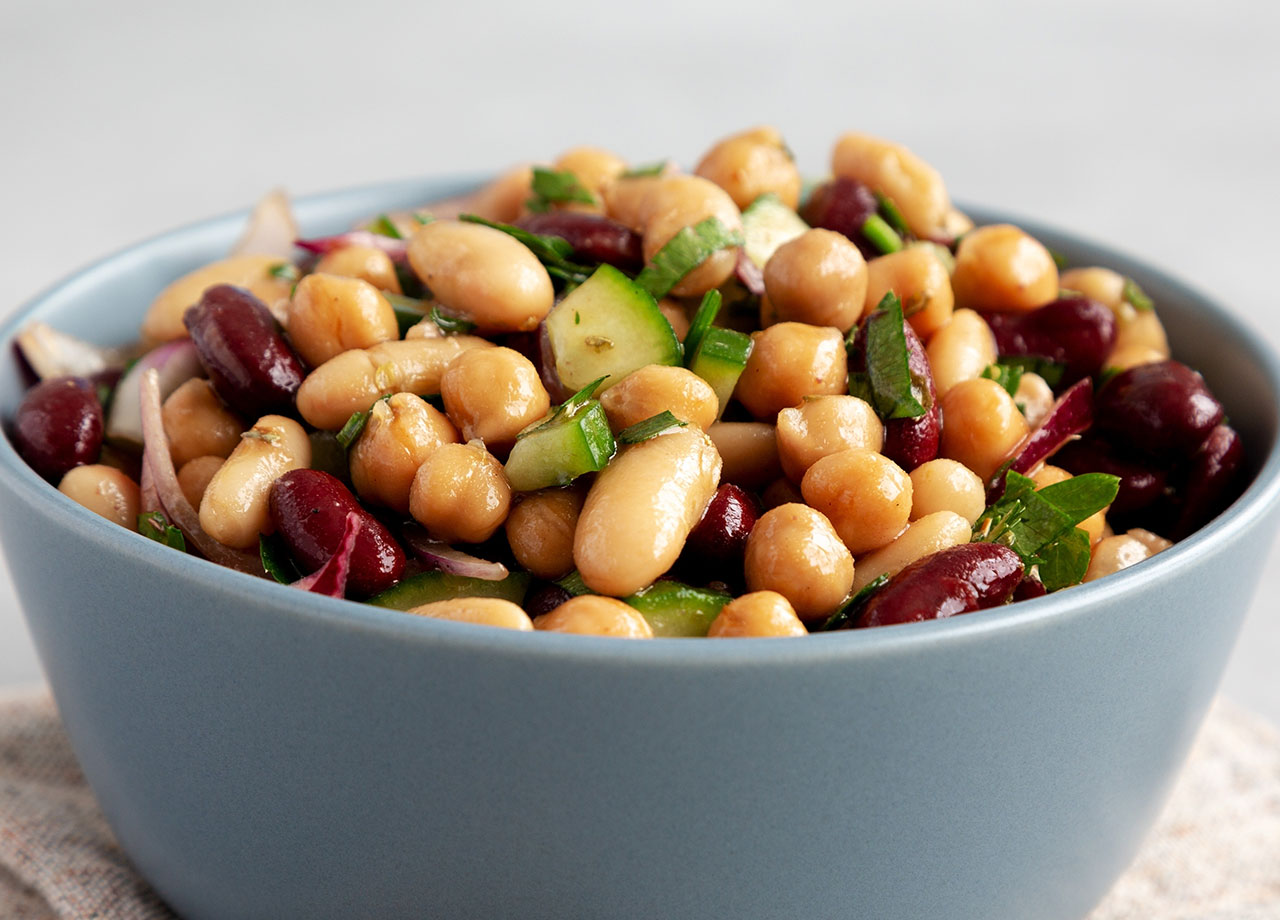 three bean salad in a bowl