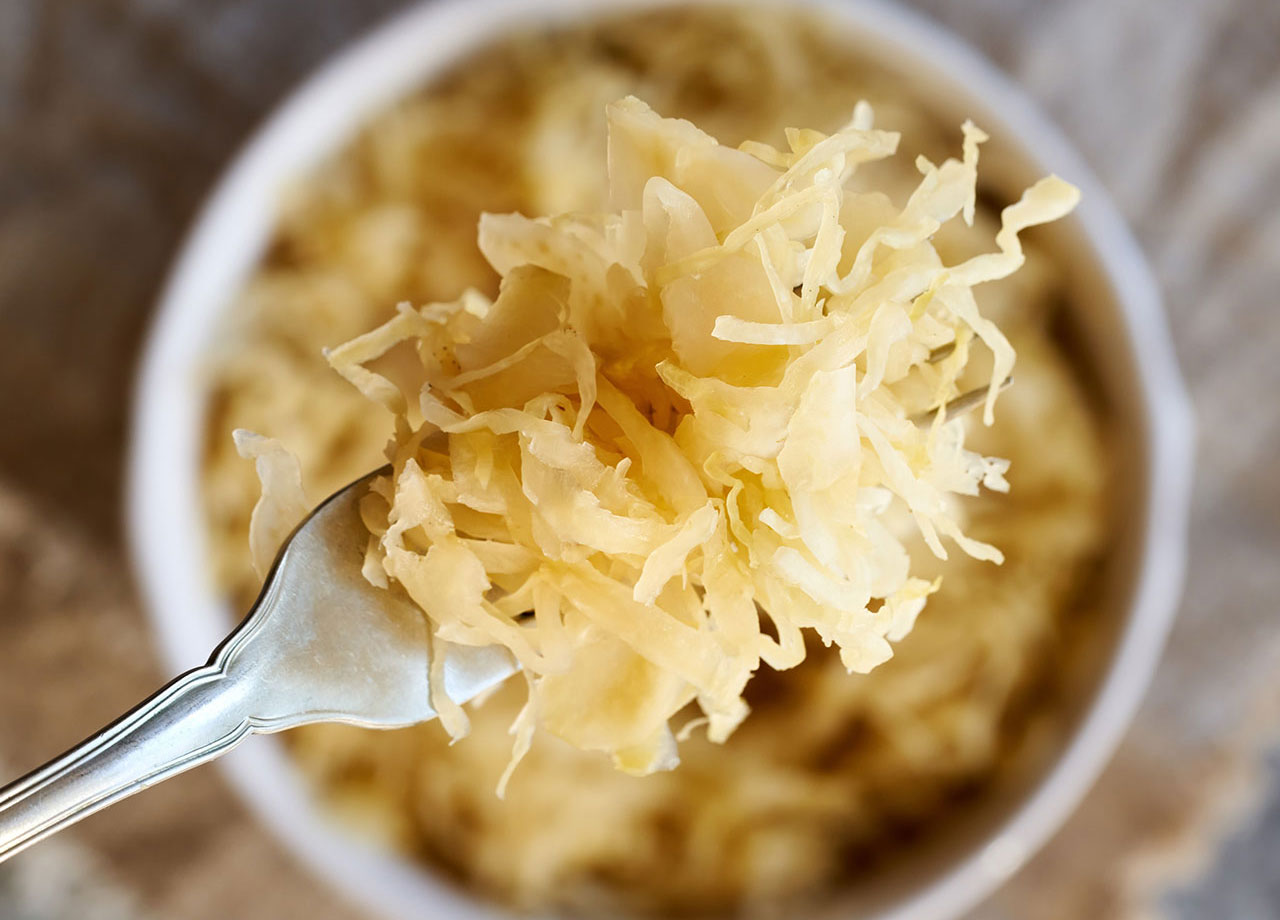 sauerkraut on a fork