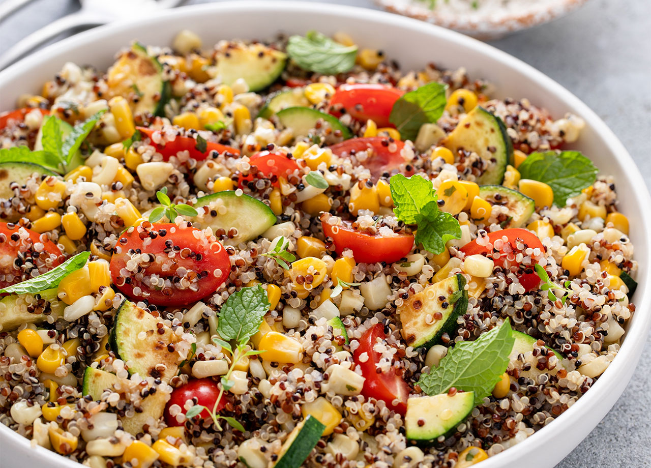 colorful quinoa salad with mixed vegetables