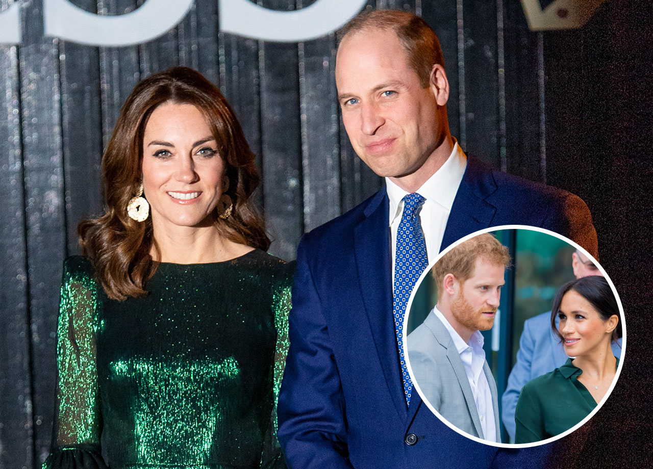 Kate Middleton and Prince William with Meghan Markle and Prince Harry in a circle