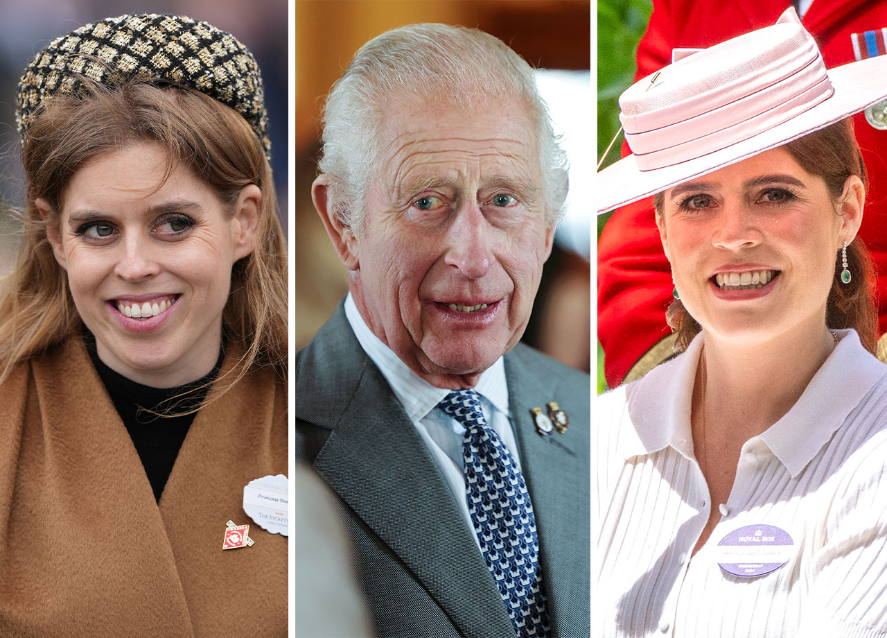 King Charles with Princess Eugenie and Princess Beatrice