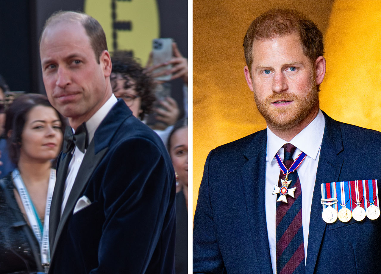 Prince William and Prince Harry in suits