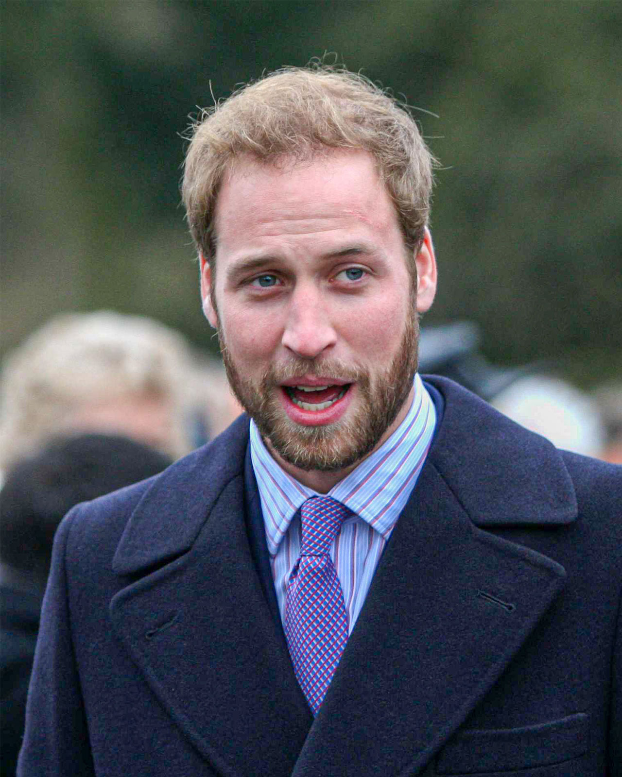 Prince William with a beard on Christmas Day 2008