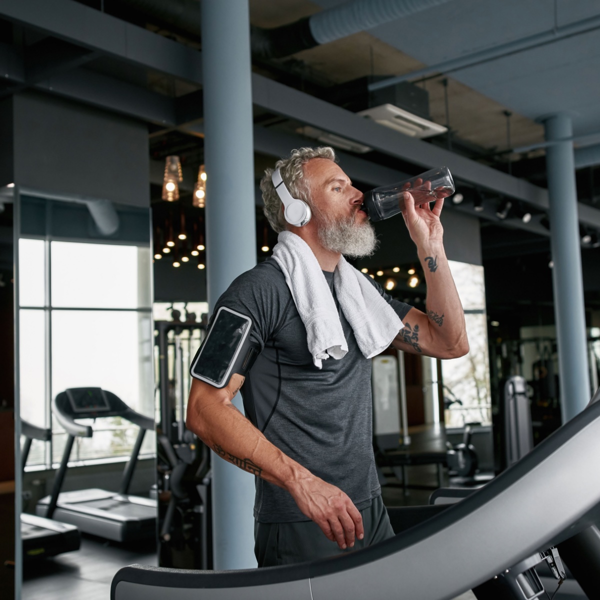 older man on a treadmill