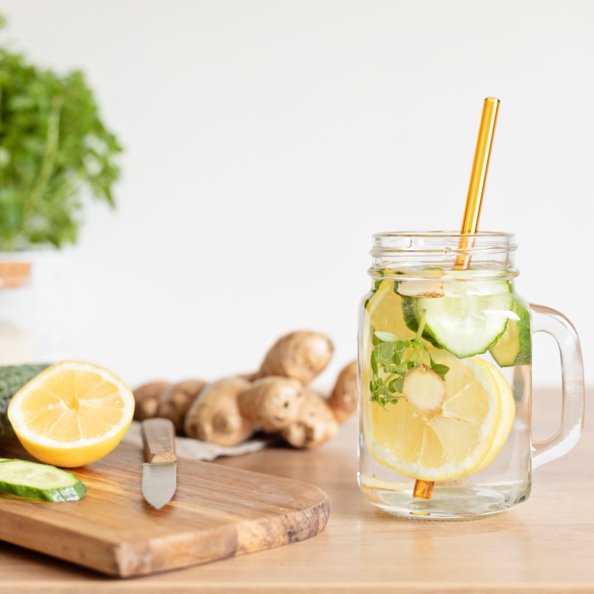 water with lemon and cucumber