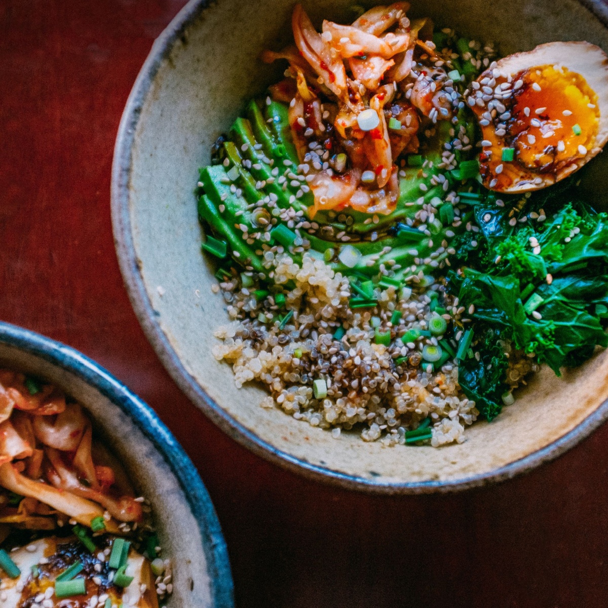 kimchi and quinoa stir fry