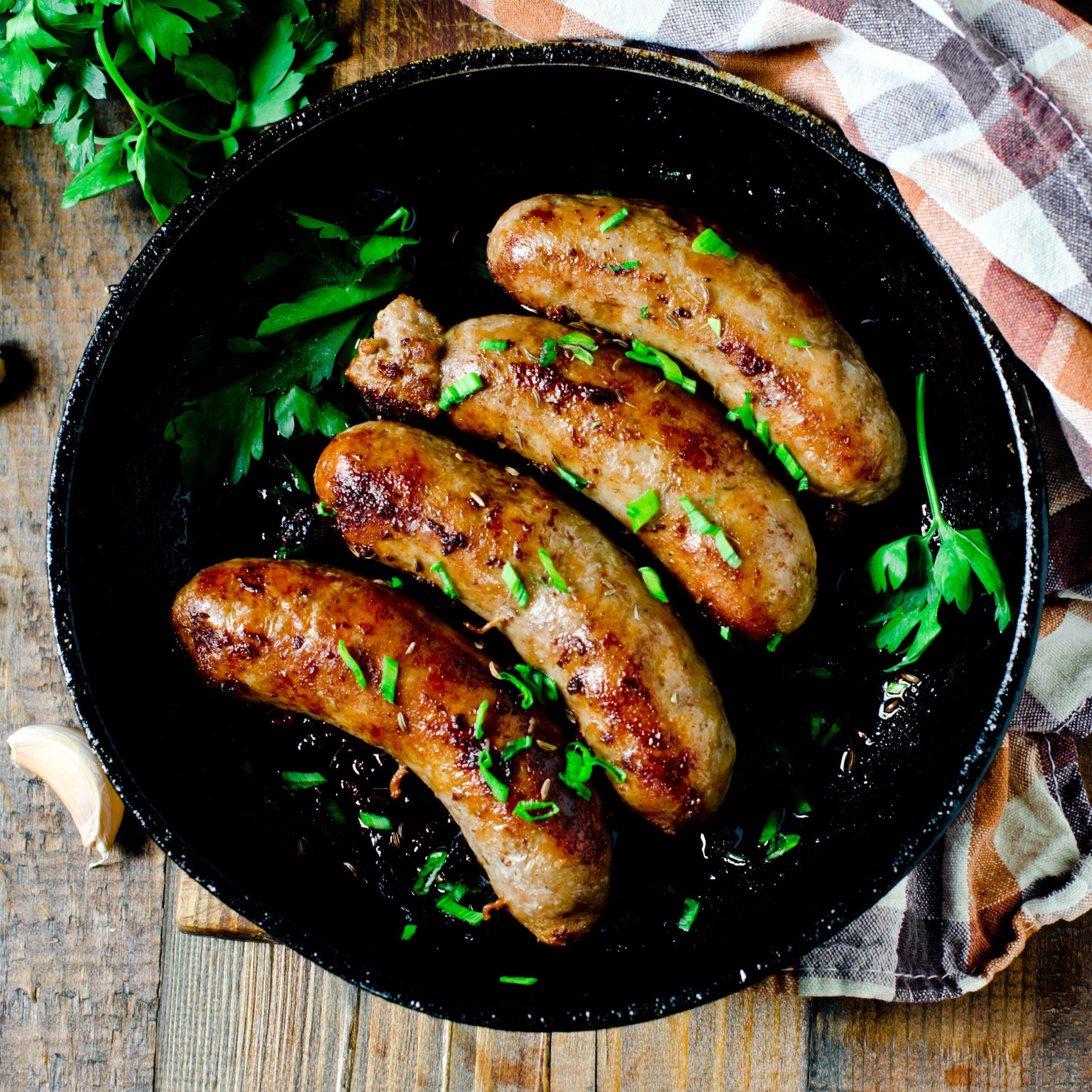 sausages in skillet