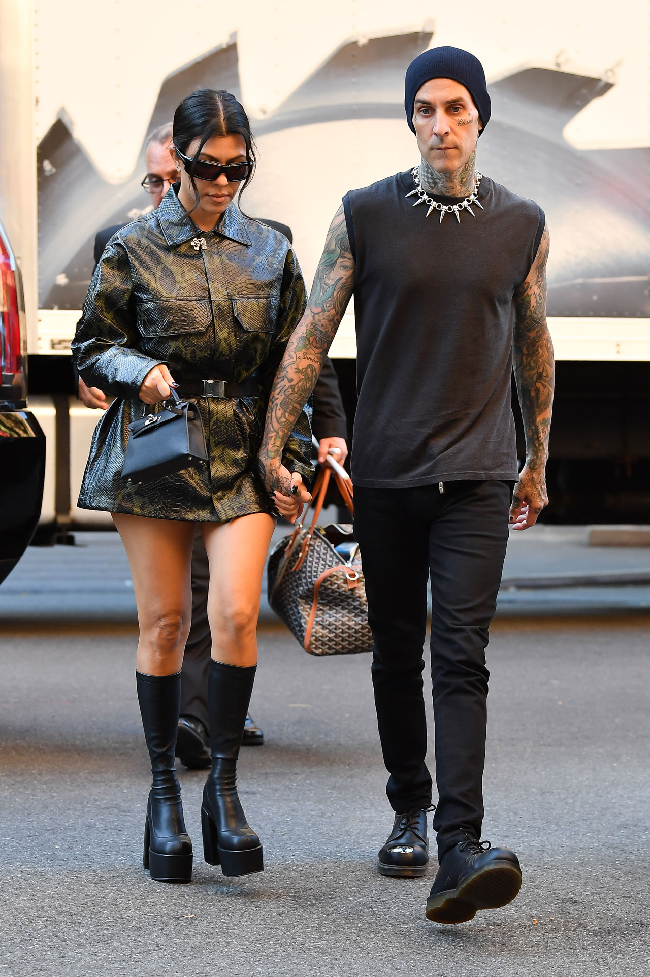 Kourtney Kardashian and Travis Barker hold hands NYC