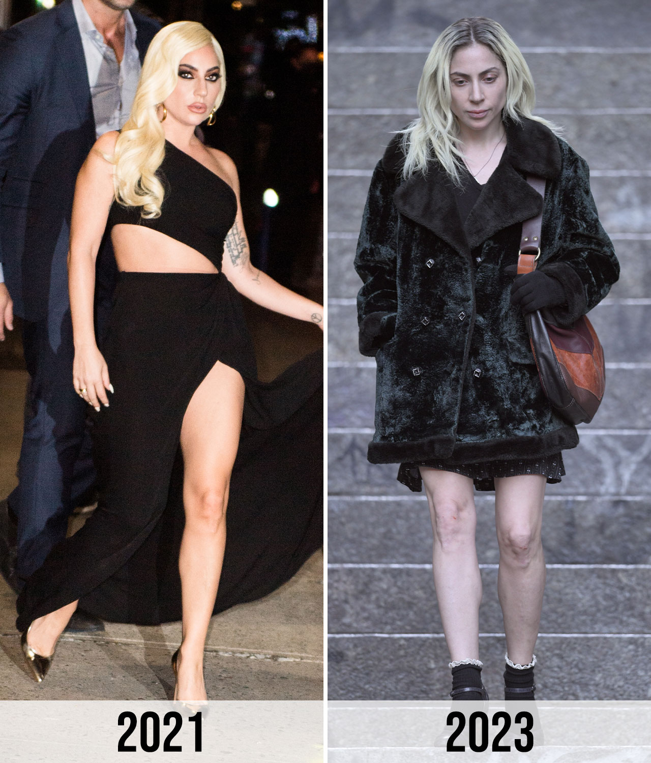 Lady Gaga before and after weight loss 2022 2023 filming Joker 2