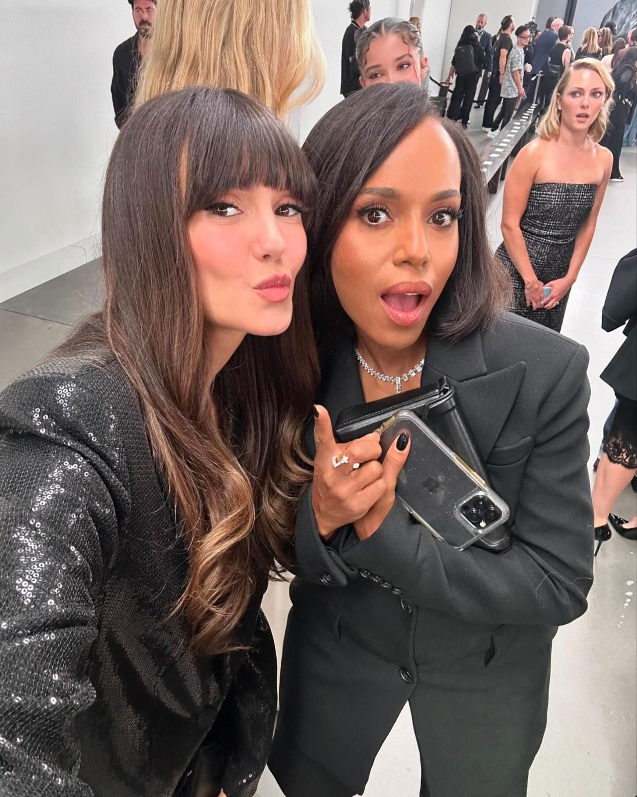 Nina Dobrev and Kerry Washington selfie fashion week