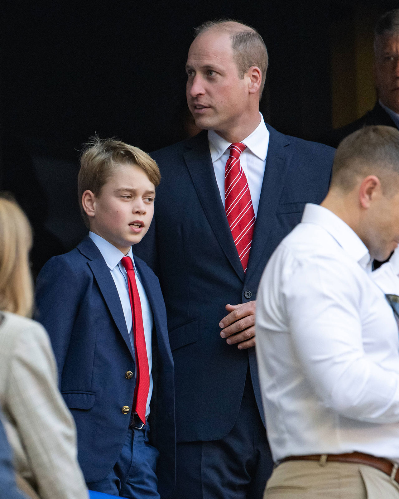 Prince George and Prince William at an event