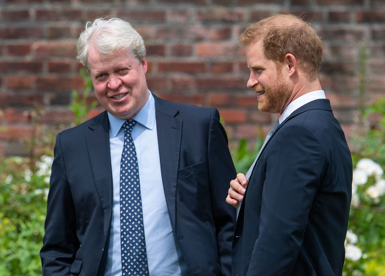 Prince Harry and uncle Earl Spencer at Princess Diana statue unveiling