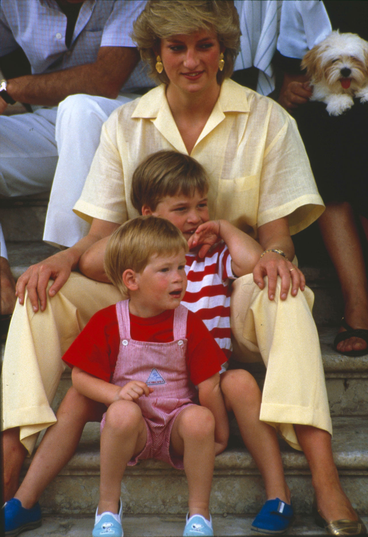 Prince William Prince Harry and Princess Diana on holiday in Majorca Spain