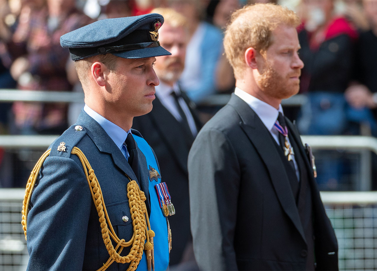 Prince William and Prince Harry at the Queen's funeral