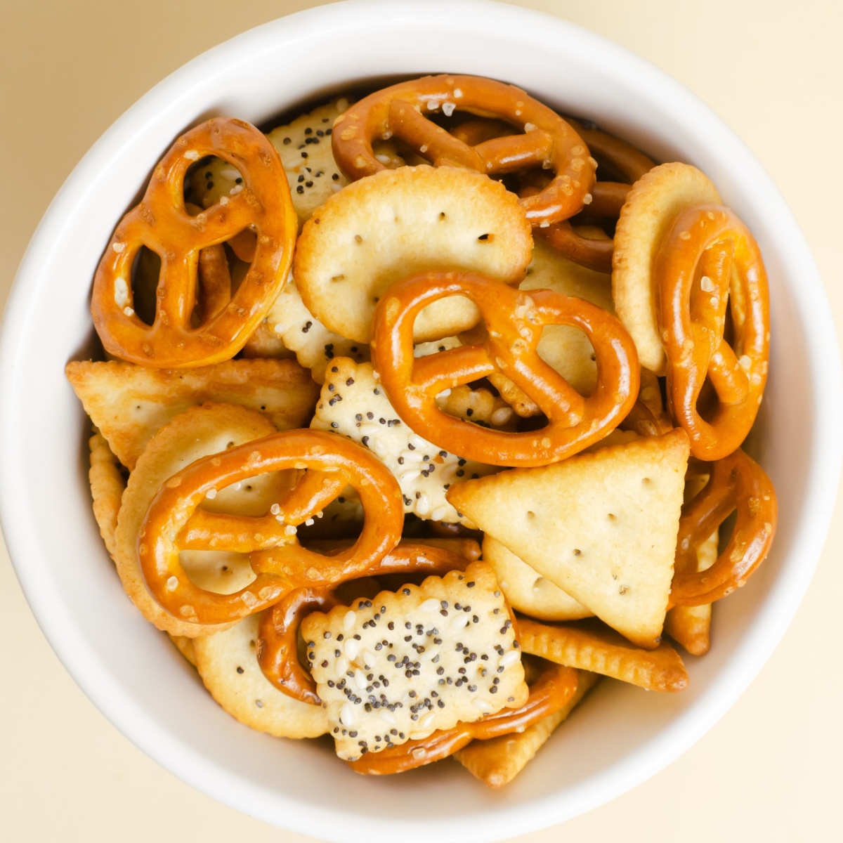 bowl of salty snacks