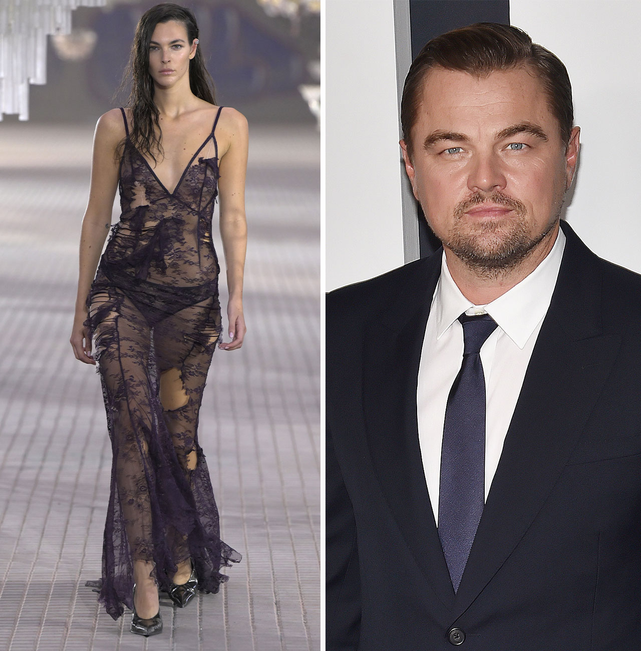 Vittoria Ceretti walking at The Attico show and Leonardo DiCaprio