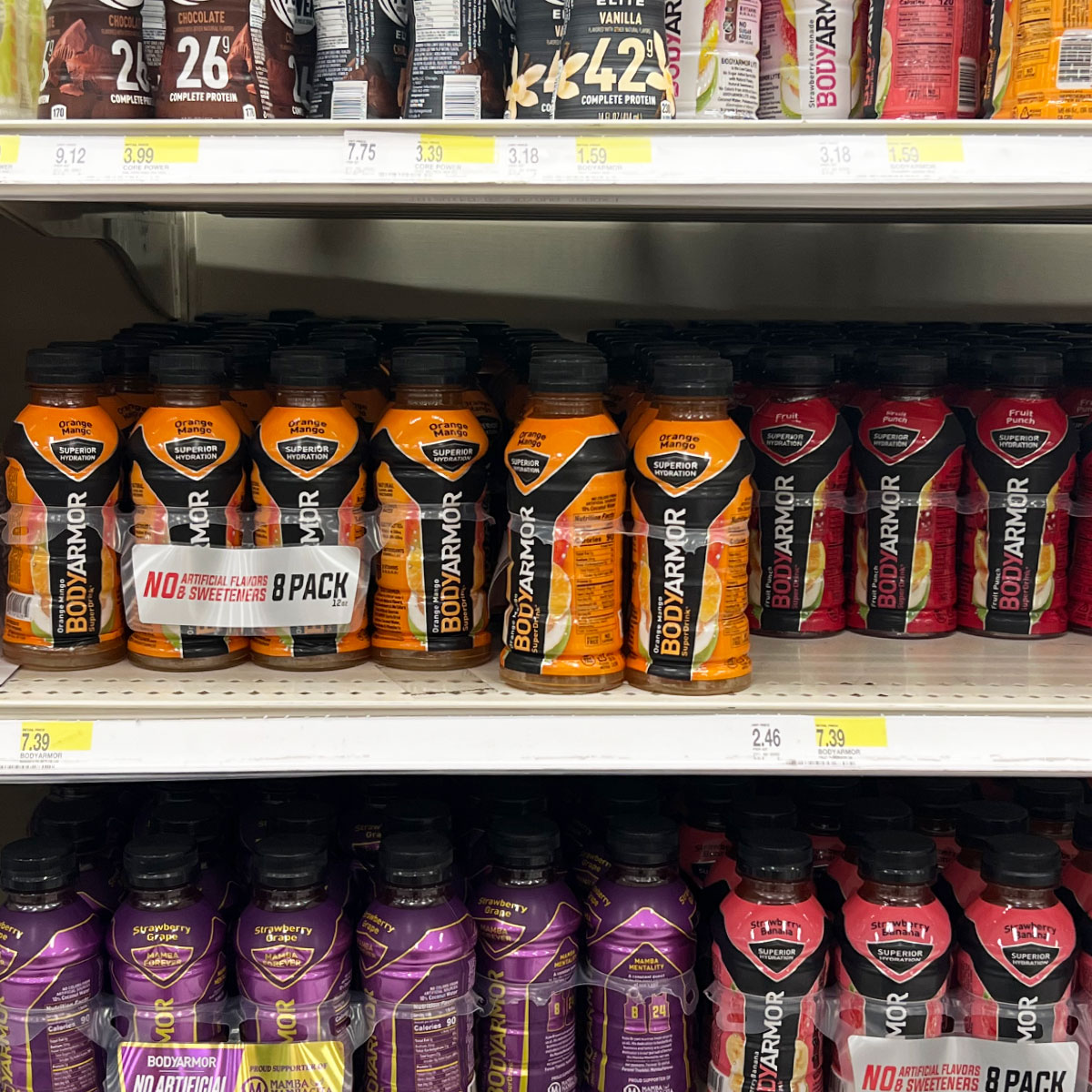 sports drinks on shelves