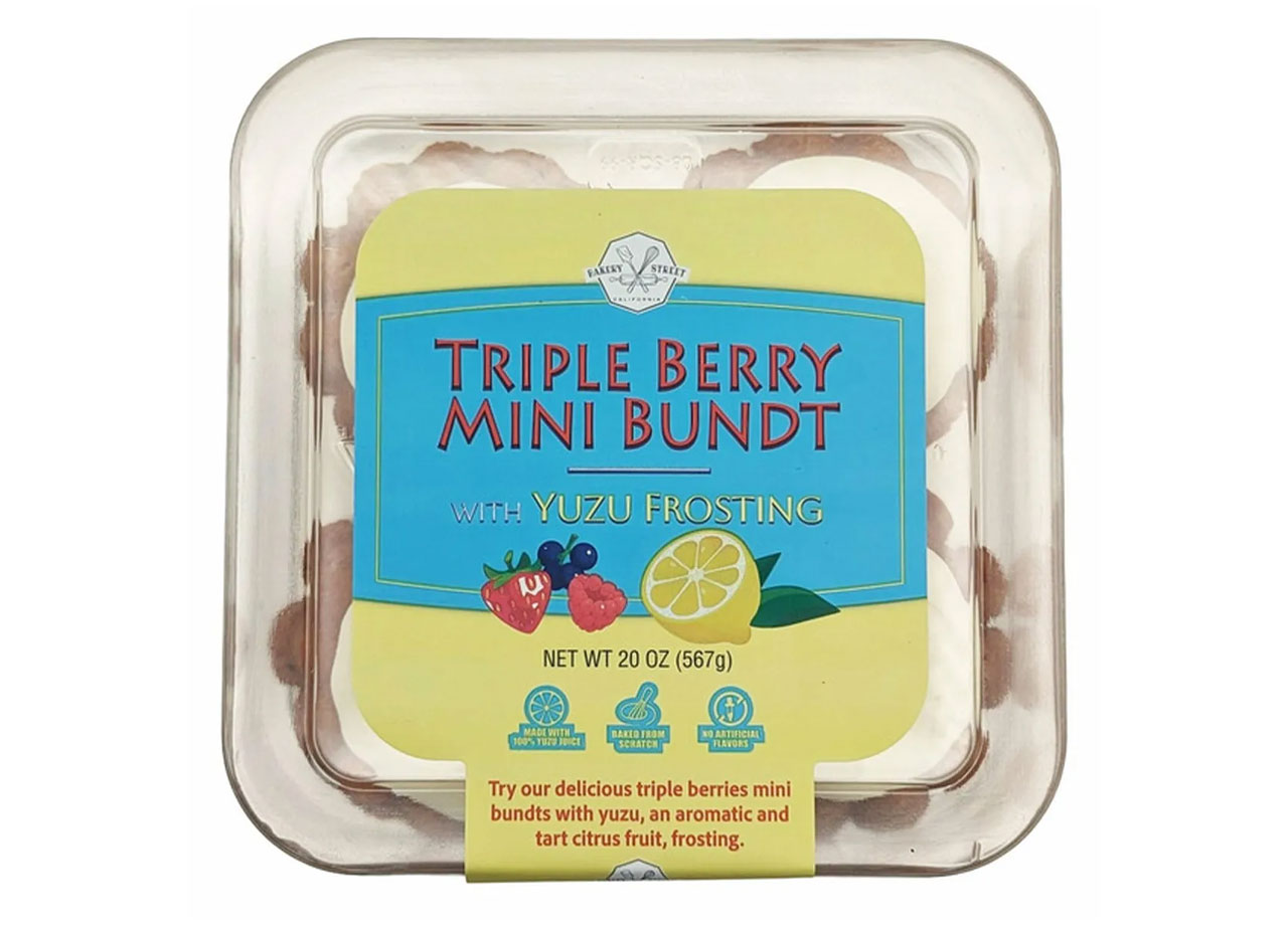 costco triple berry mini bundt cakes with yuzu frosting